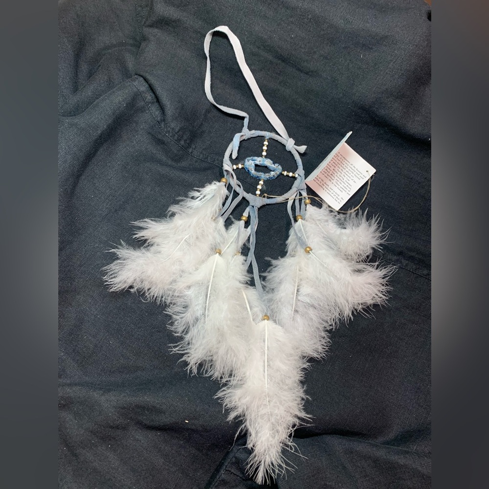 Gorgeous Feather and Druzy Agate Stone Medicine Wheel /Dream Catcher Native